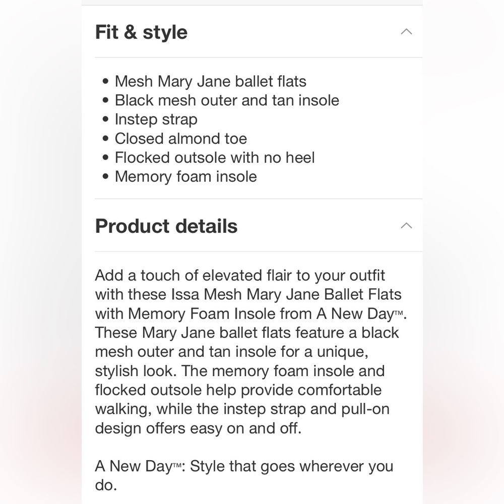 Issa Mesh Mary Jane Ballet Flats with Memory Foam Insole - A New Day™ Jet
Black - Picture 4 of 5